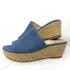 STUART WEITZMEN denim platform espradille slides